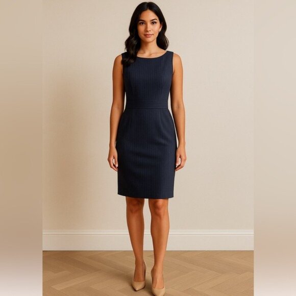 J.Crew Navy Gray Pinstripe Sleeveless Sheath Dress Size 2 NWT - Picture 13 of 13